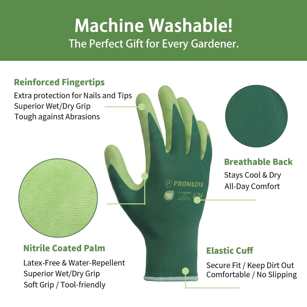 PROMEDIX P Gardening Gloves showing non-slip grip detail