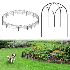 promitop Decorative Garden Fence, 27.3 ft, 26 panels, black colour, front view