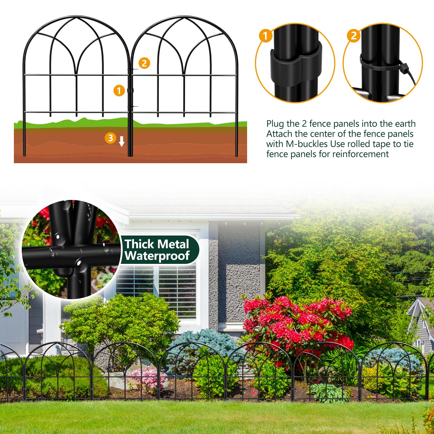 promitop Decorative Garden Fence installation showing zip ties and M buckles