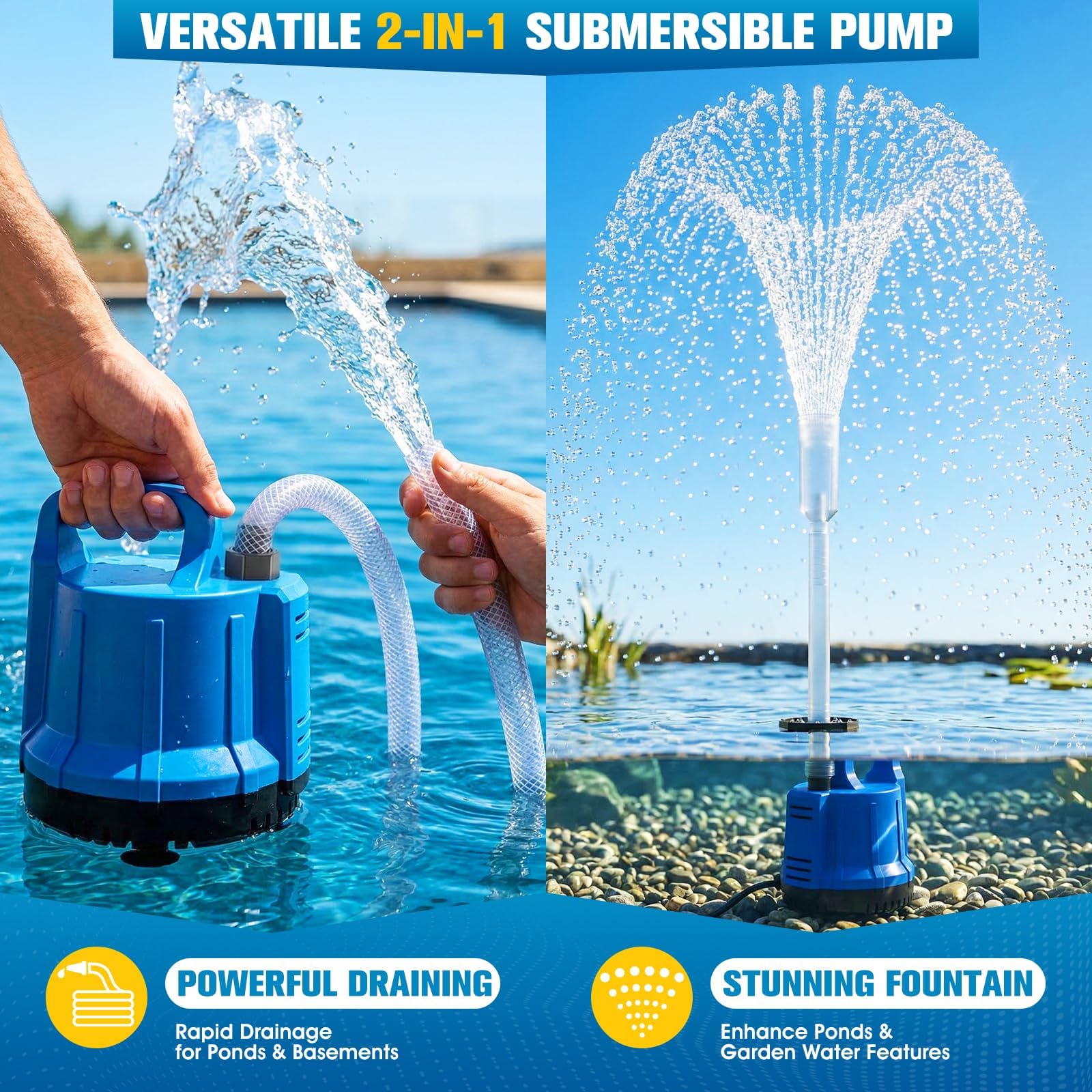 ProSplash Pond Pump in a garden setting with fountain feature