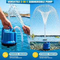 ProSplash Pond Pump in a garden setting with fountain feature