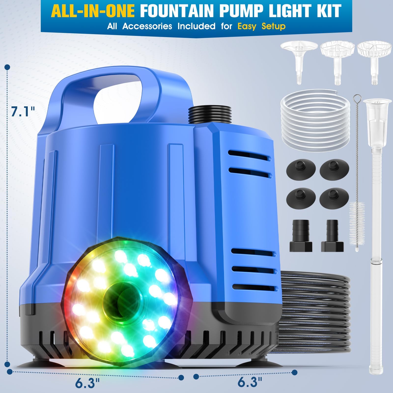 ProSplash Submersible Pond Pump side view showing power cord