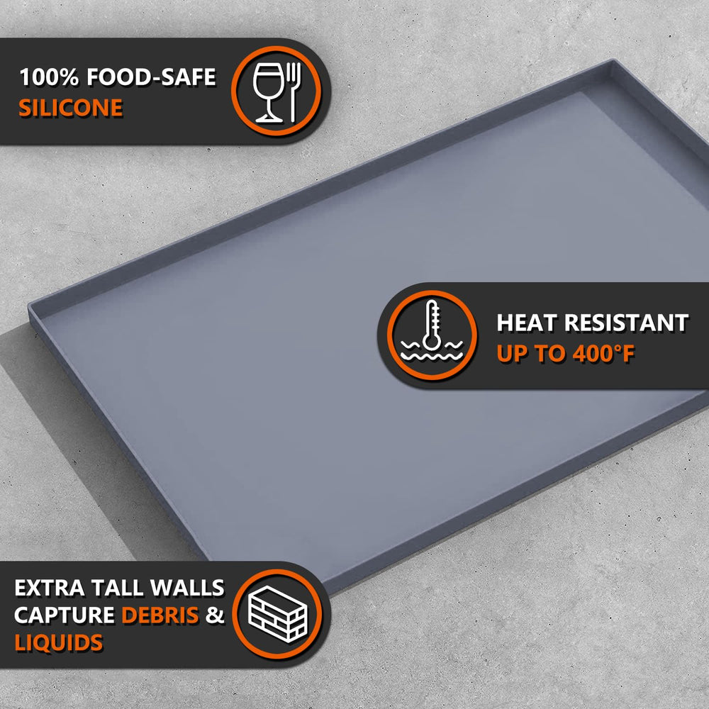 Protebox Silicone Griddle Mat showing high-sided design for moisture collection