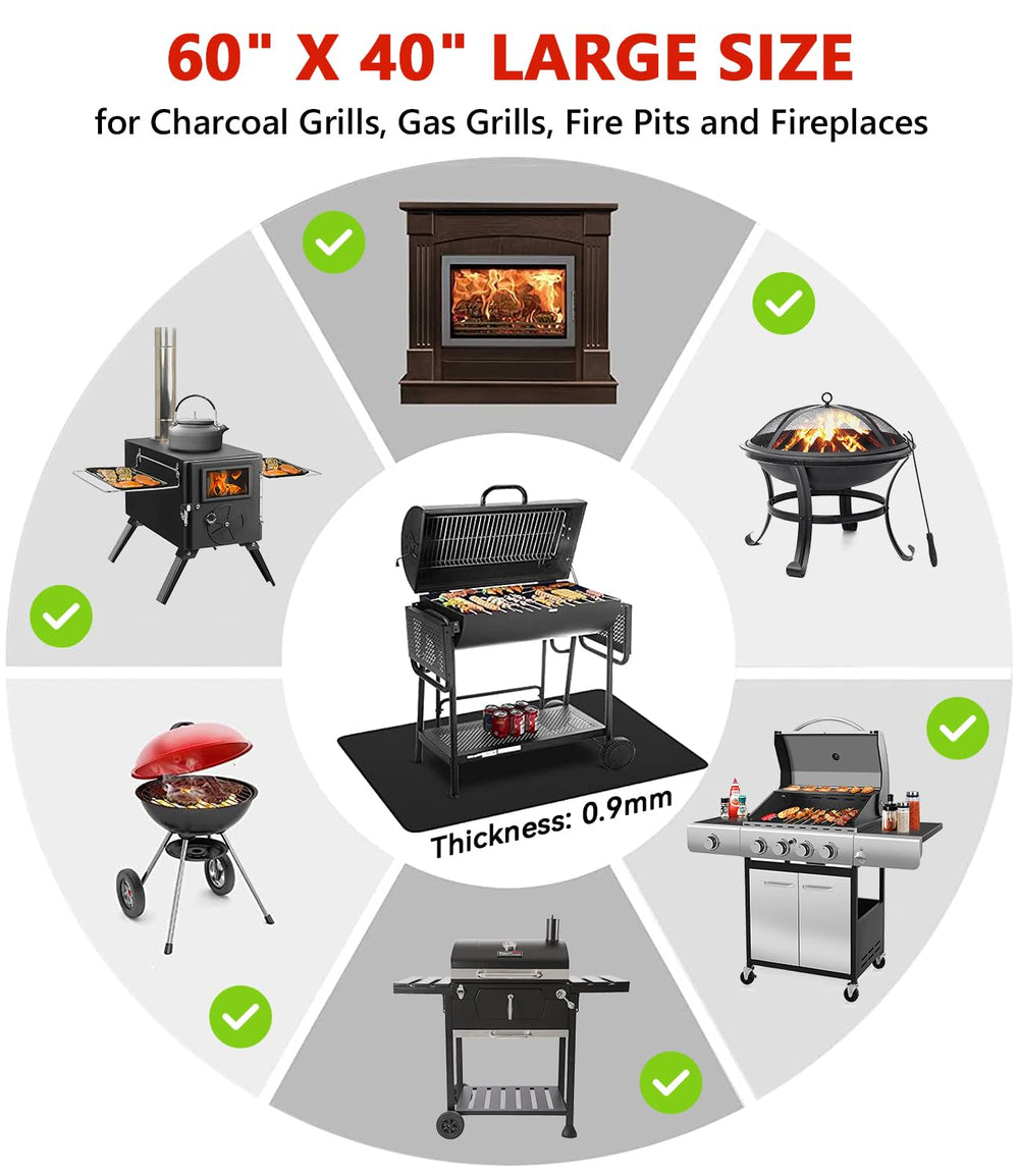Protebox Under Grill Mat 60 x 40 inch black with grill setup