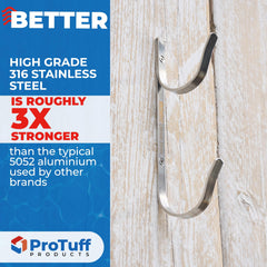 ProTuff Pool Pole Hanger holding a pool pole and skimmer