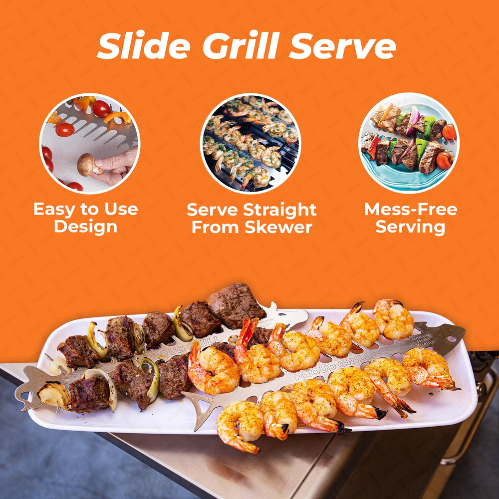 Proud Grill BBQ Skewers in a grilling setup with food