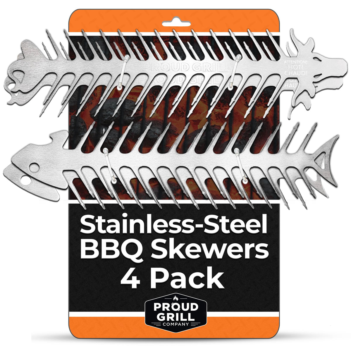 Proud Grill BBQ Skewers set of 4 in silver finish