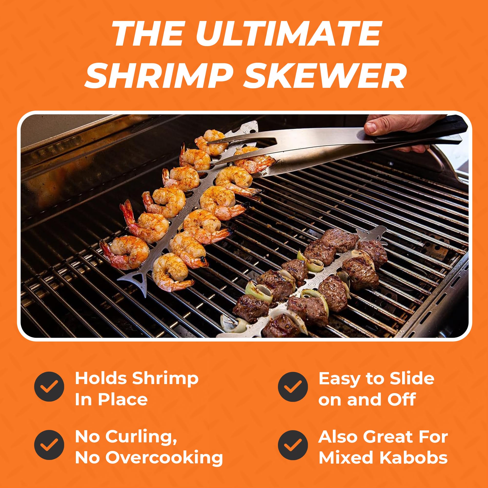 Proud Grill BBQ Skewers showing flat design for even cooking