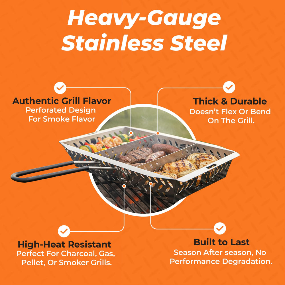 Proud Grill UltraVersatile Grill Basket showing cooking area