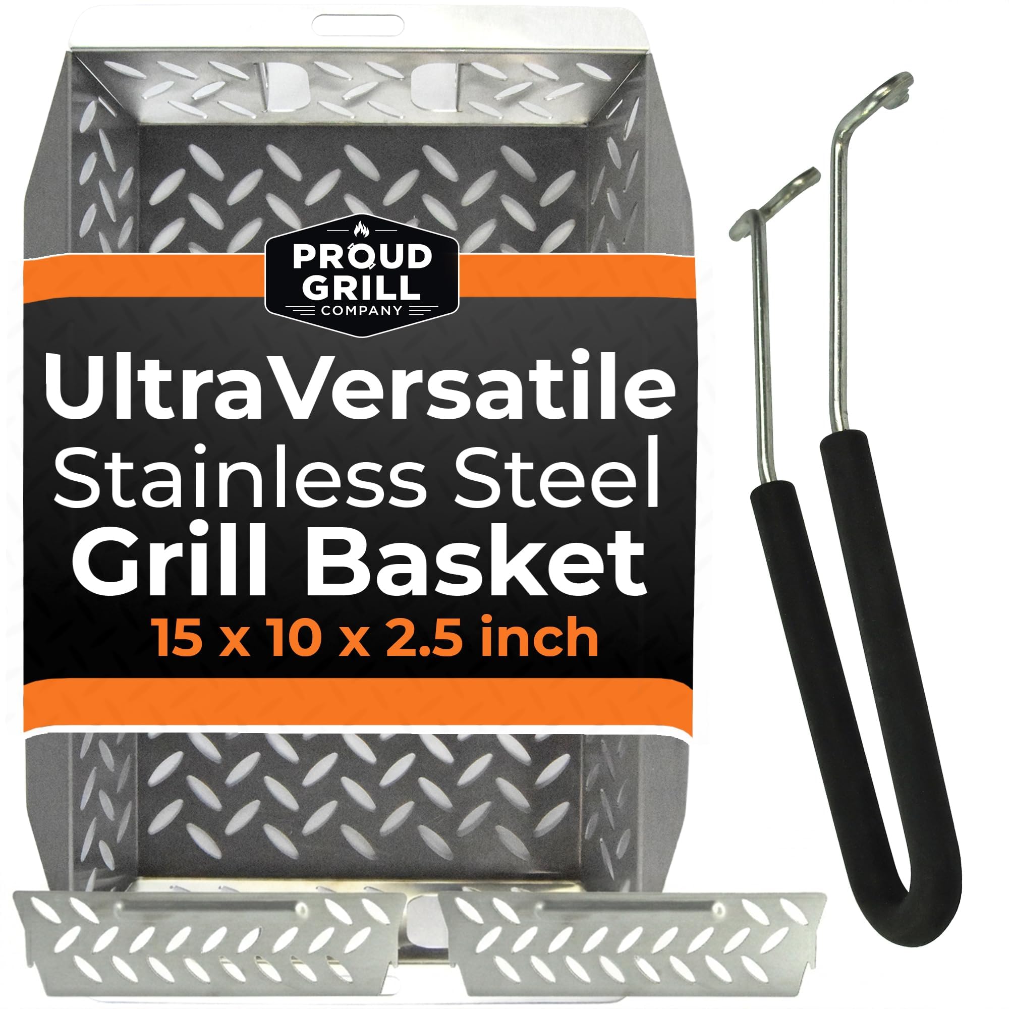 Proud Grill UltraVersatile Stainless Steel Grill Basket front view
