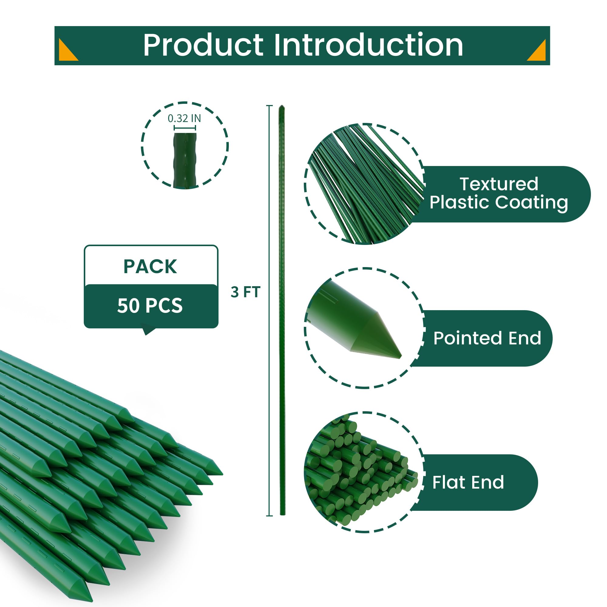 PROWORX garden stakes in a garden supporting climbing plants