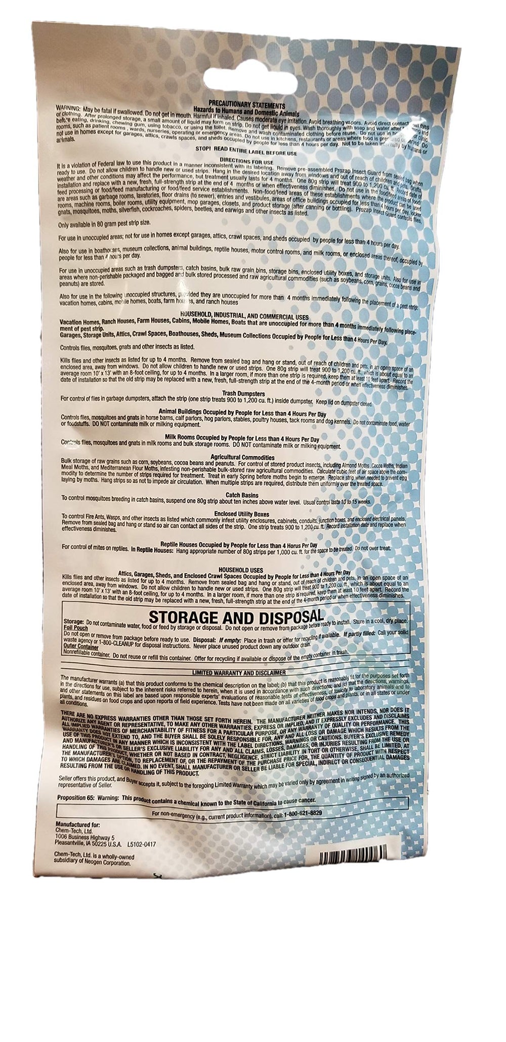 Prozap Insect Guard 80g packaging with specifications