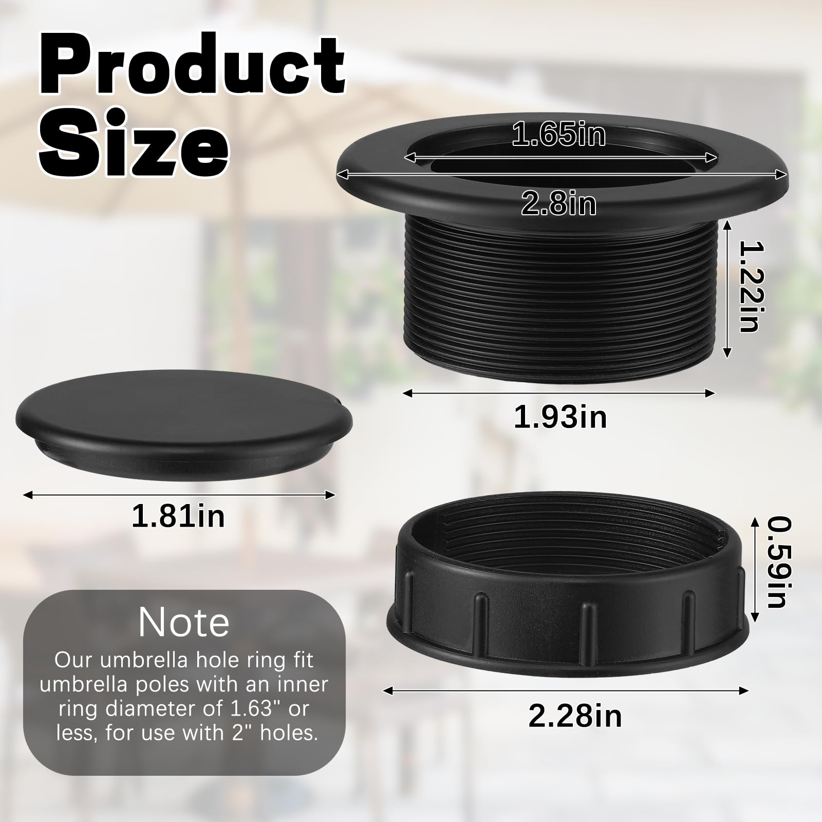 Prudiut umbrella hole ring cap set showing packaging