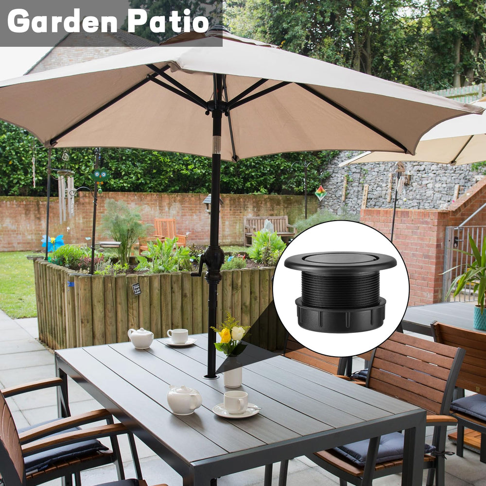 Prudiut umbrella ring plug cap set with outdoor table setup