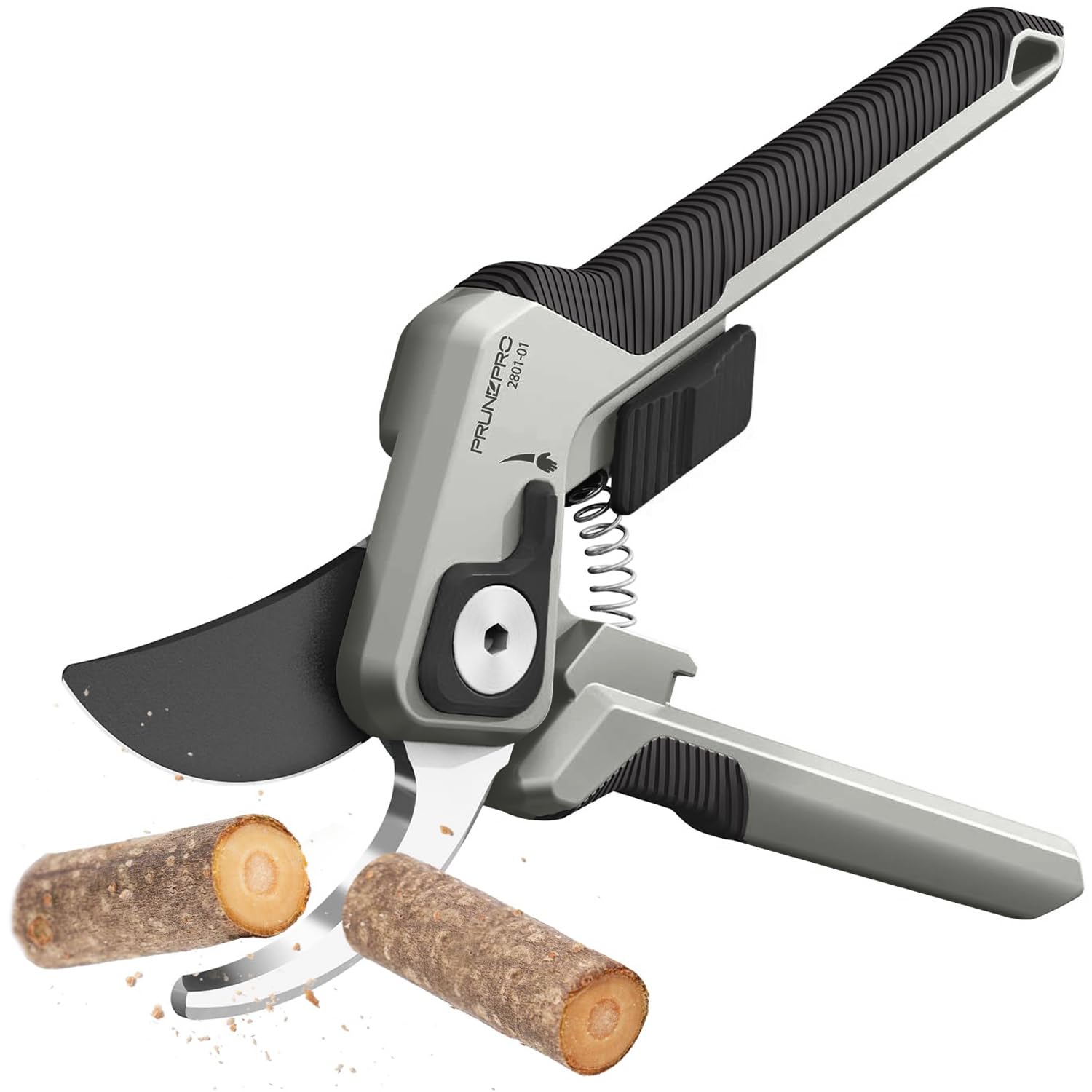 PrunePro Bypass Hand Pruner front view with stainless steel blades