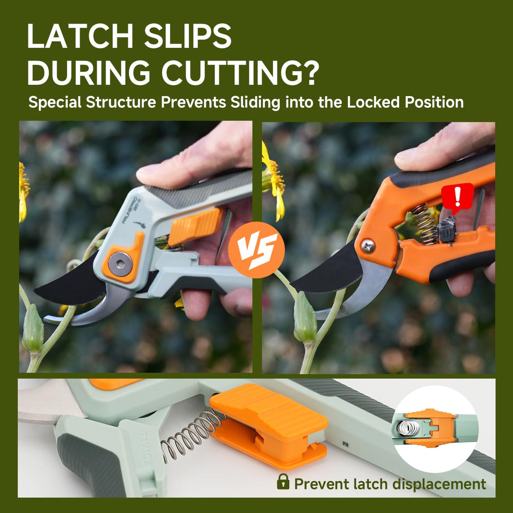 PrunePro pruning shear displayed on a wooden table