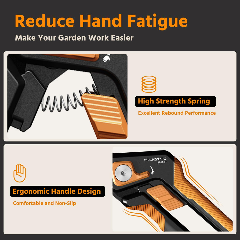 PrunePro pruning shears with safety lock mechanism engaged
