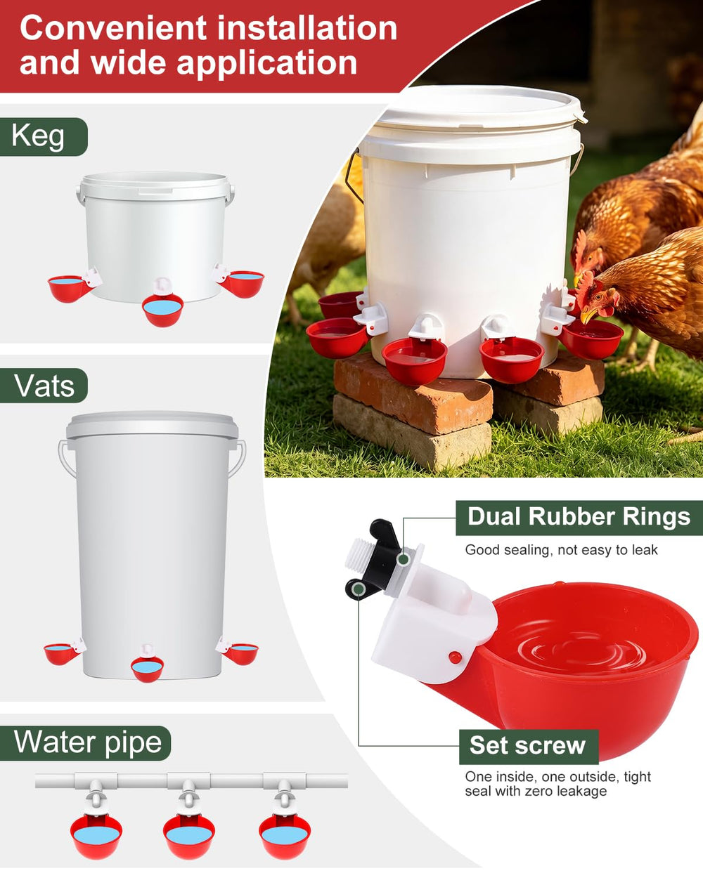 psarnuk Chicken Waterer Cup in a poultry setup