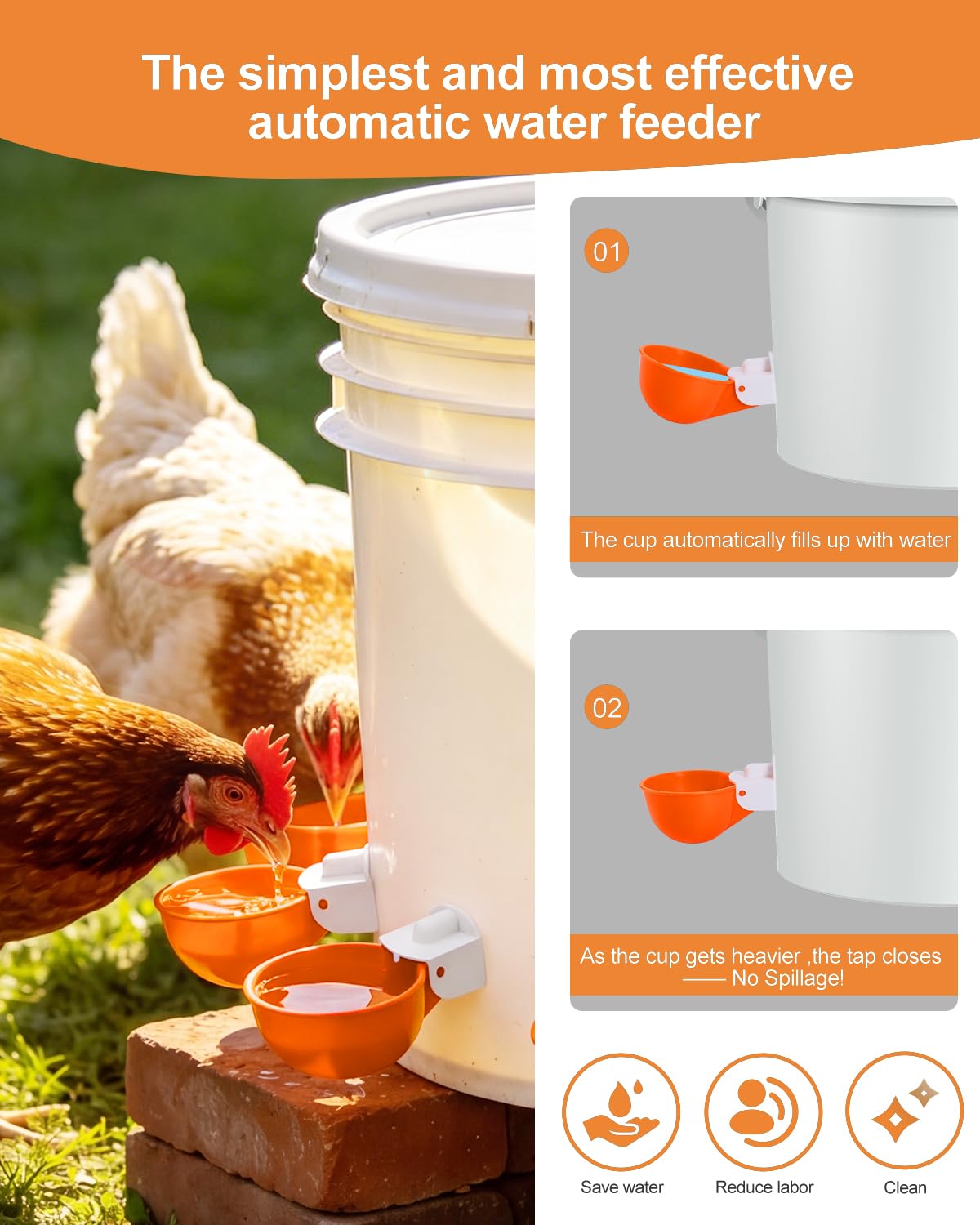 psarnuk Chicken Waterer Cup with drill bit included