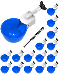 psarnuk Chicken Waterer Cups 16 Pack in blue color with drill bit