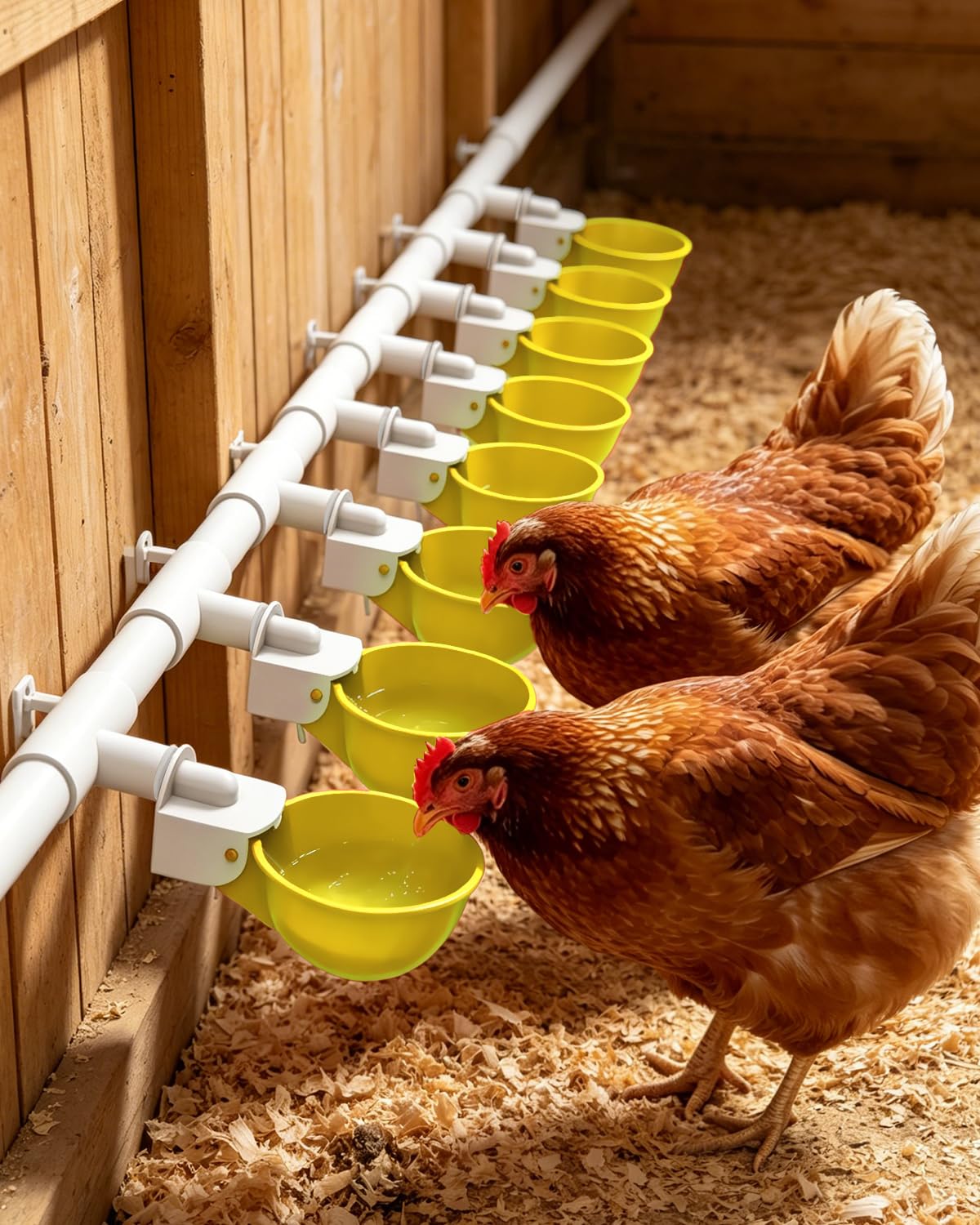 psarnuk Chicken Waterer Cups in a garden setting