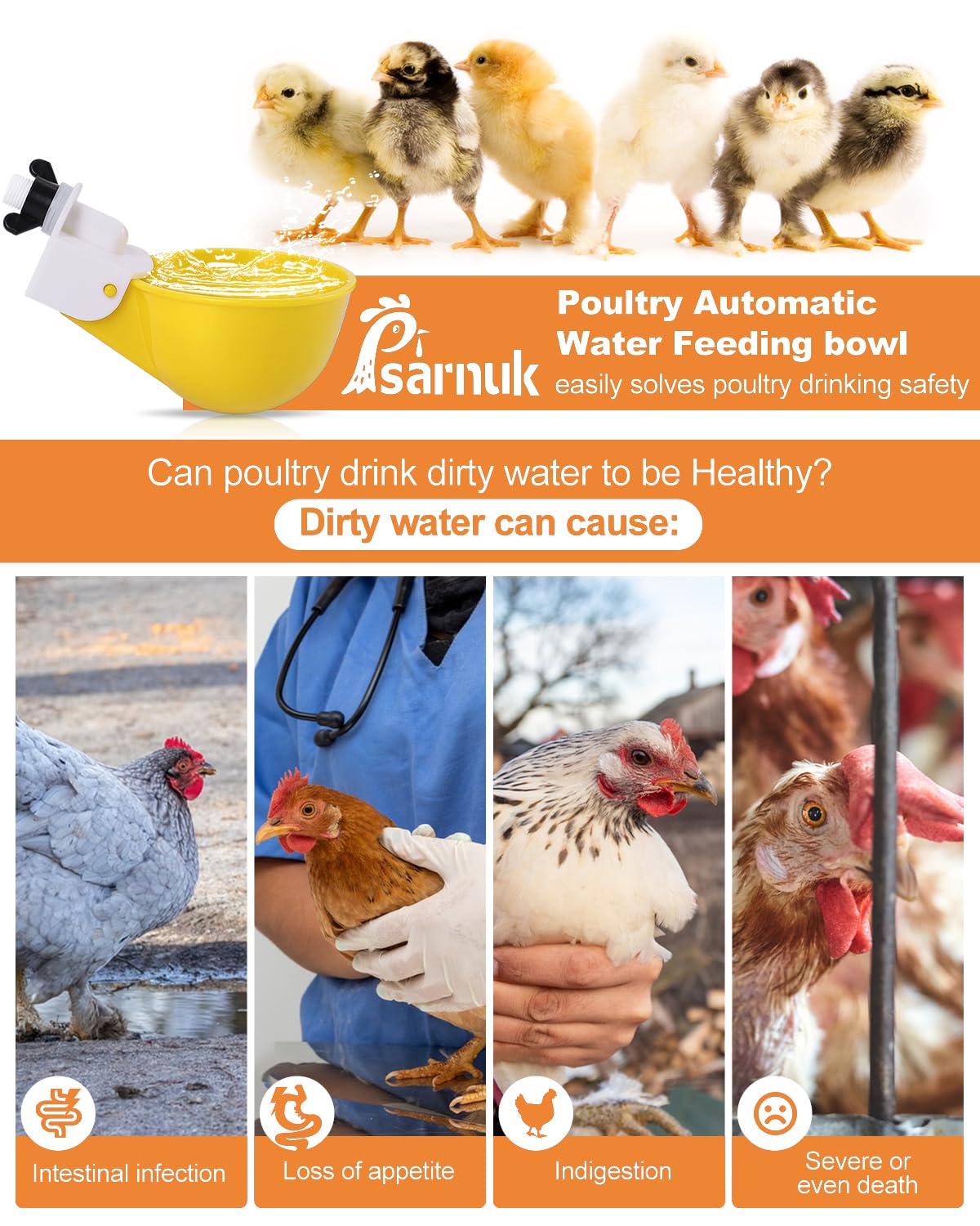 psarnuk Chicken Waterer Cups installed on a bucket