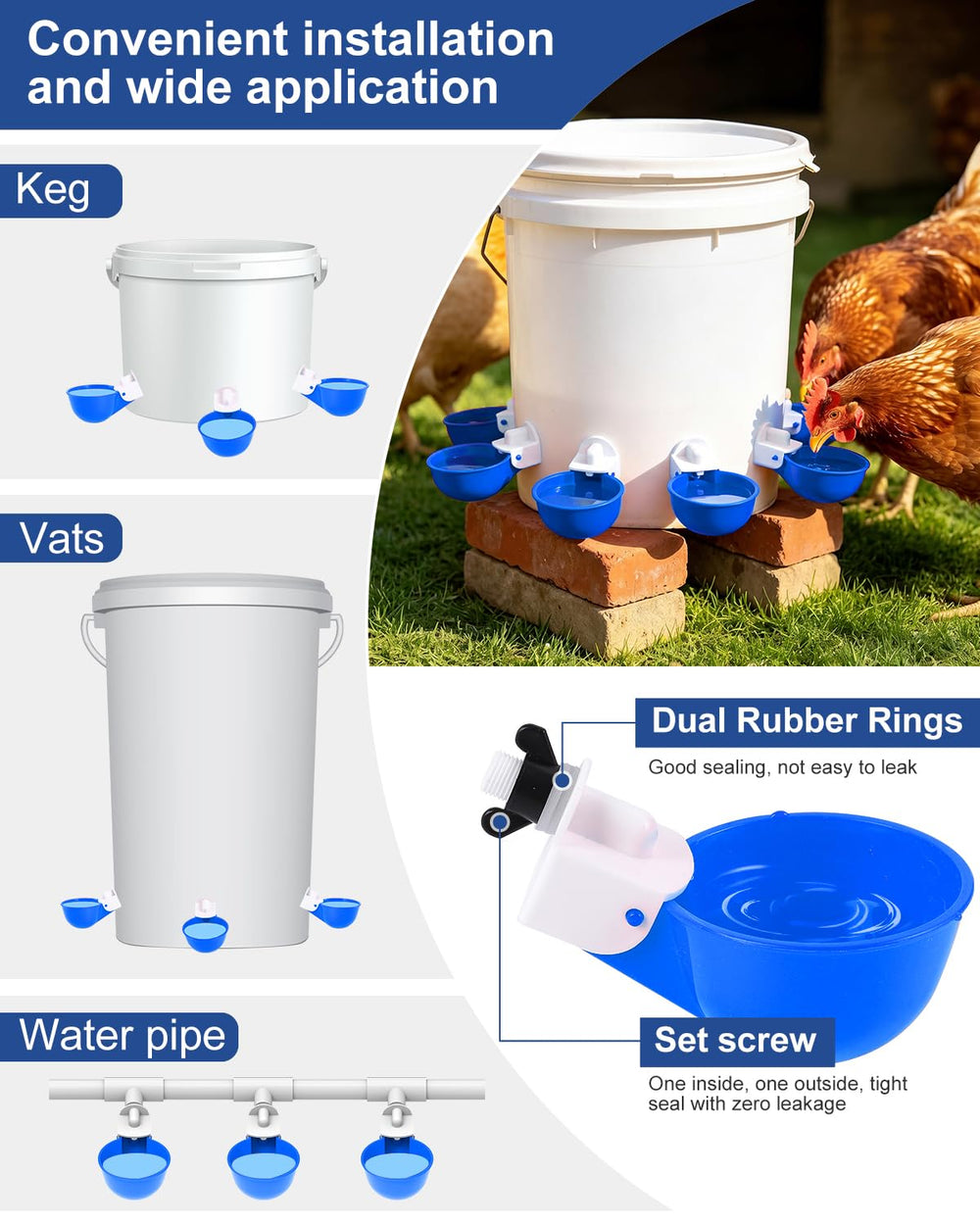 psarnuk Chicken Waterer Cups installed on a bucket