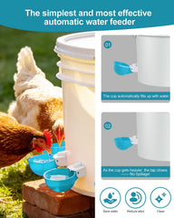 psarnuk Chicken Waterer Cups light blue side view showing installation