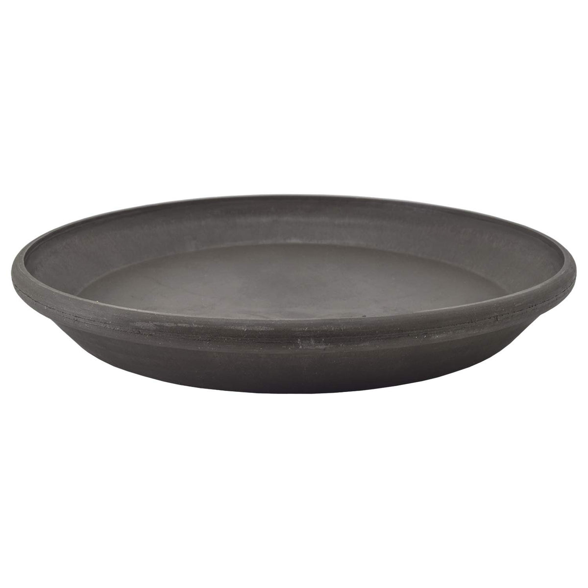 PSW Pot Collection 10-inch dark charcoal plant saucer front view
