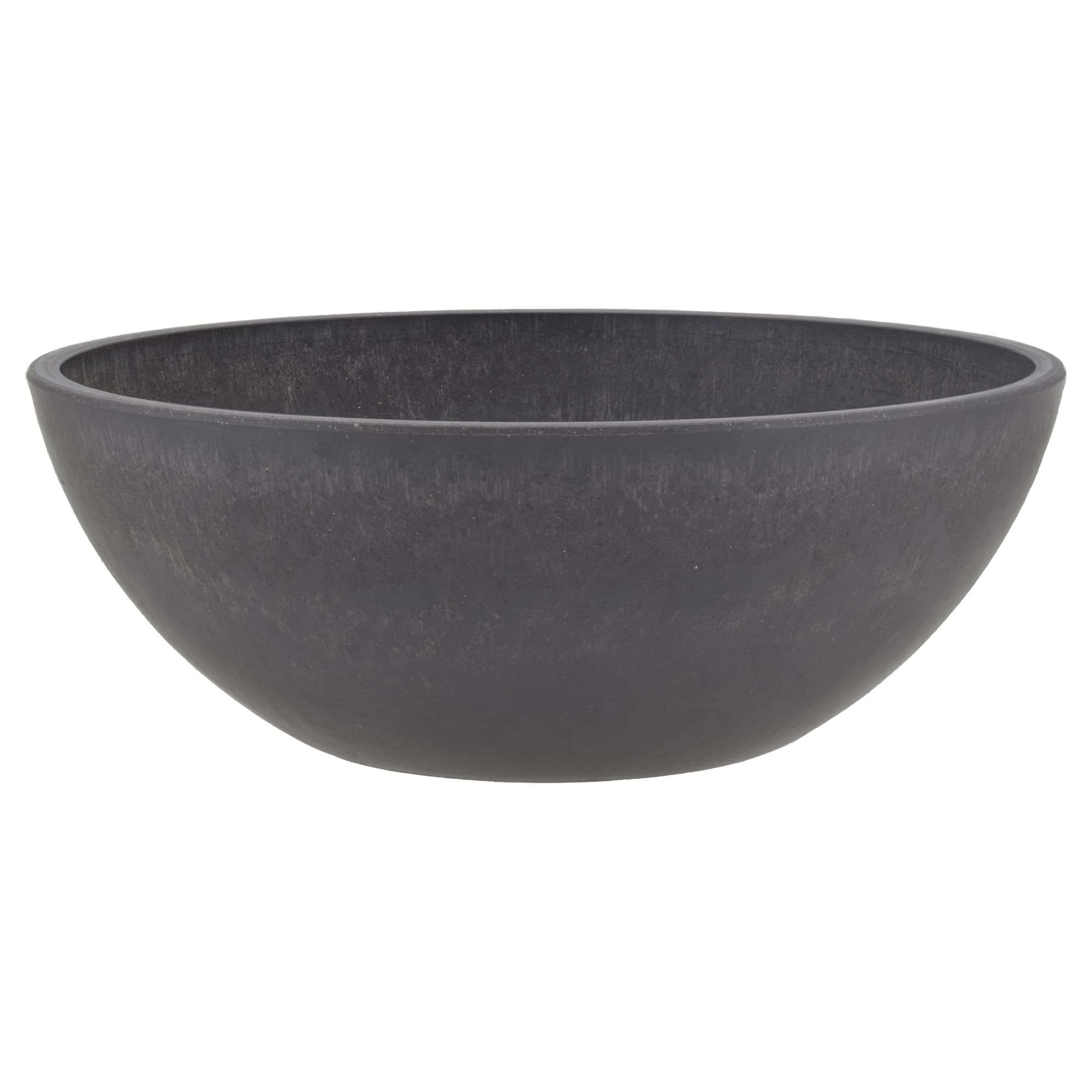 PSW Pot Collection 12-inch low bowl planter in dark charcoal front view