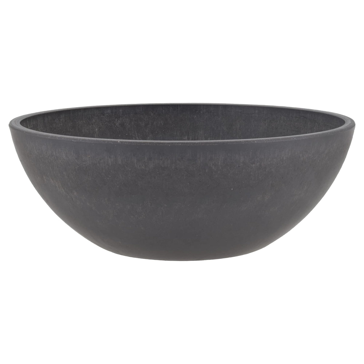 PSW Pot Collection 12-inch low bowl planter in dark charcoal front view