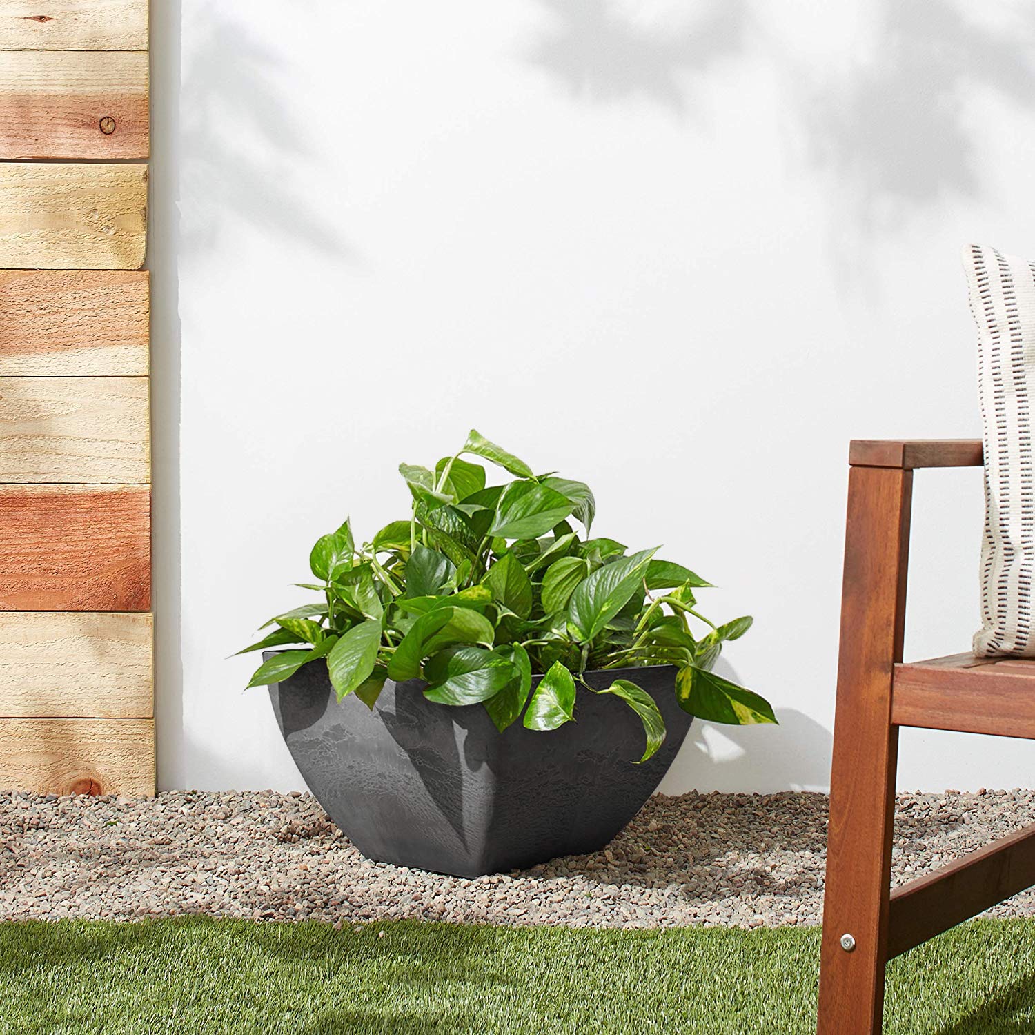 PSW Pot Collection 12x6 inch Dark Charcoal Square Planter packaging