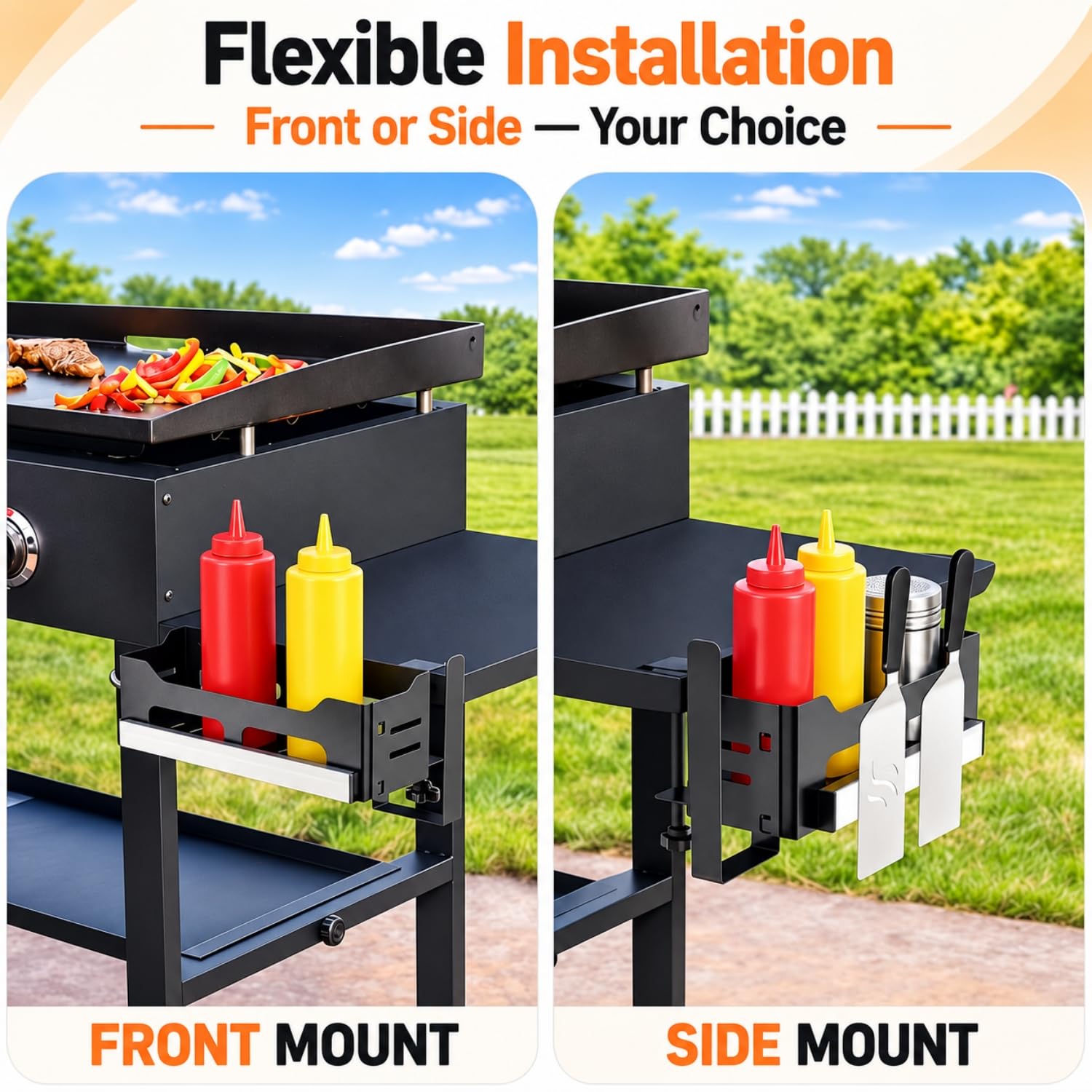 PTALSEAW Griddle Caddy side view with attached tools