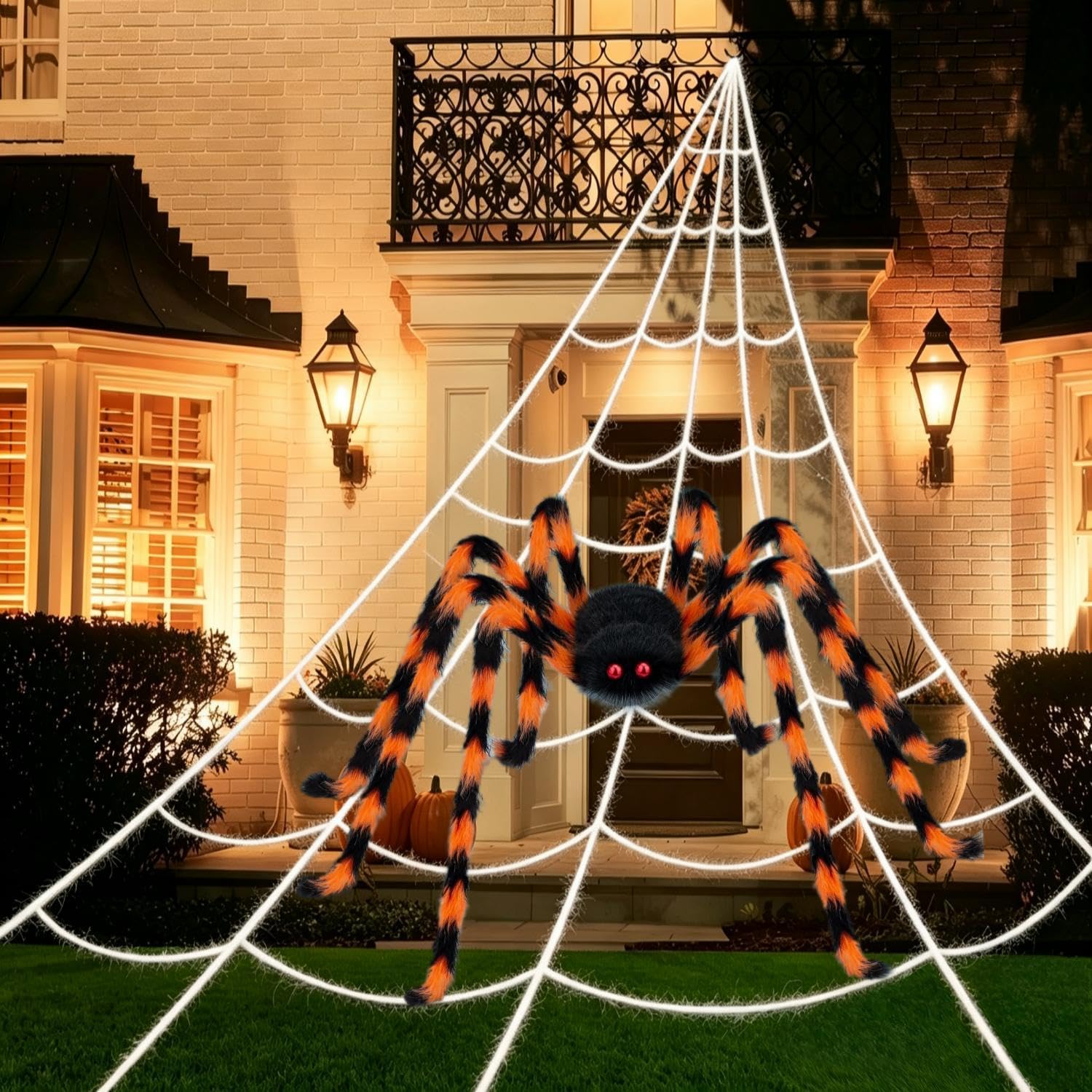 PUHPIG Halloween Spider Web Decoration Set with 59" Spider