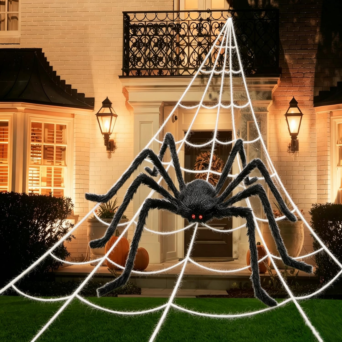 PUHPIG Halloween Spider Web Decoration Set with large spider