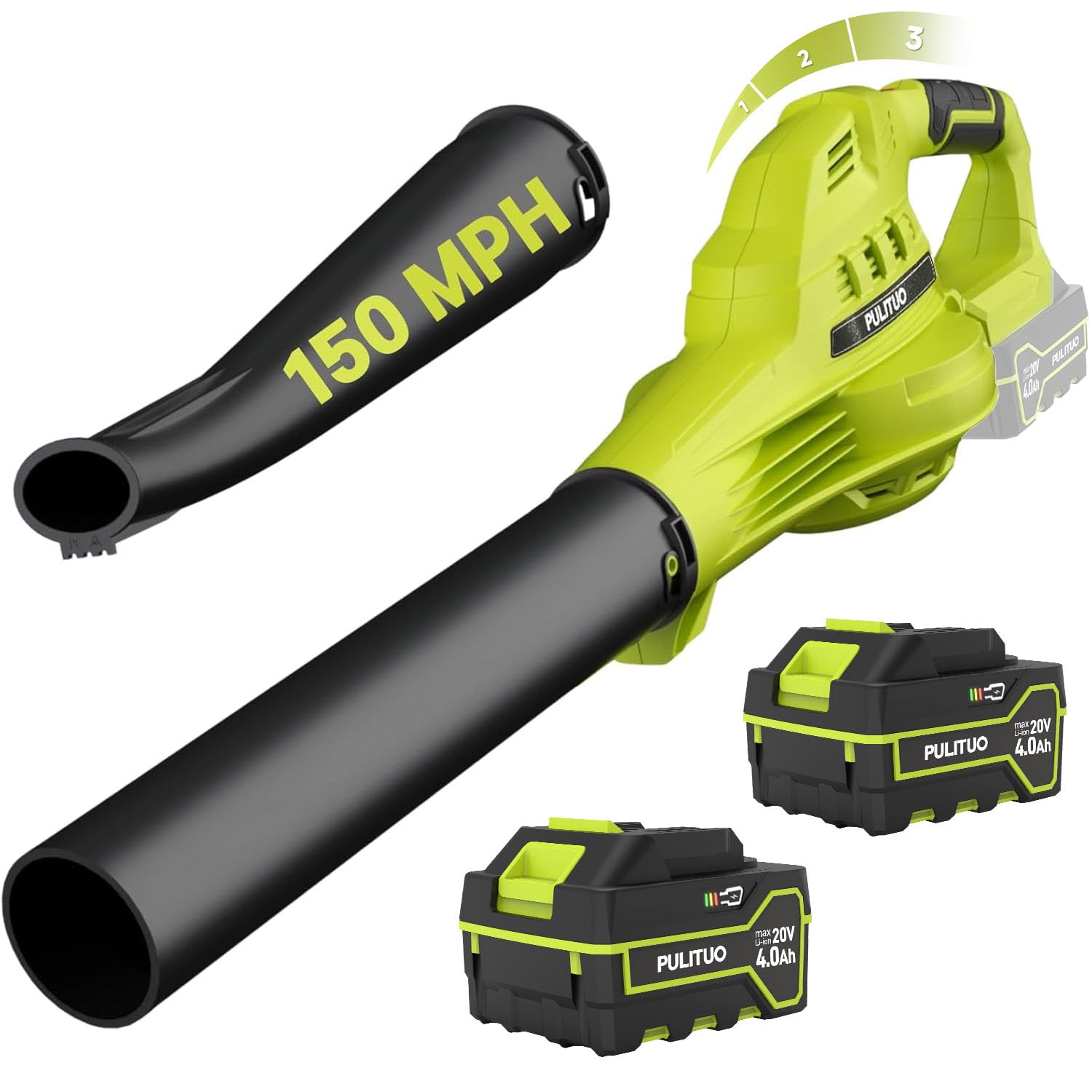 PULITUO Cordless Leaf Blower front view in green