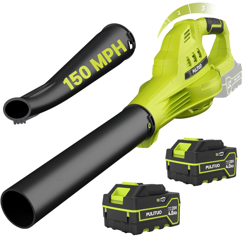 PULITUO Cordless Leaf Blower front view in green