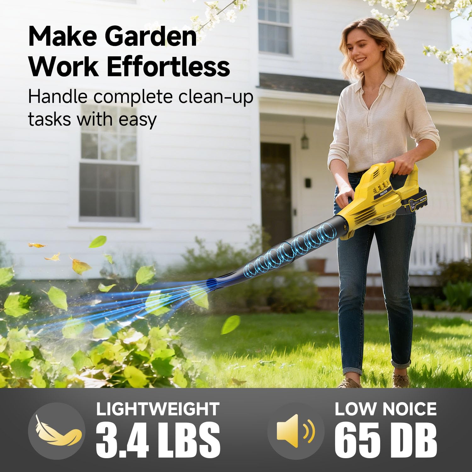 PULITUO Cordless Leaf Blower with concentrator nozzle