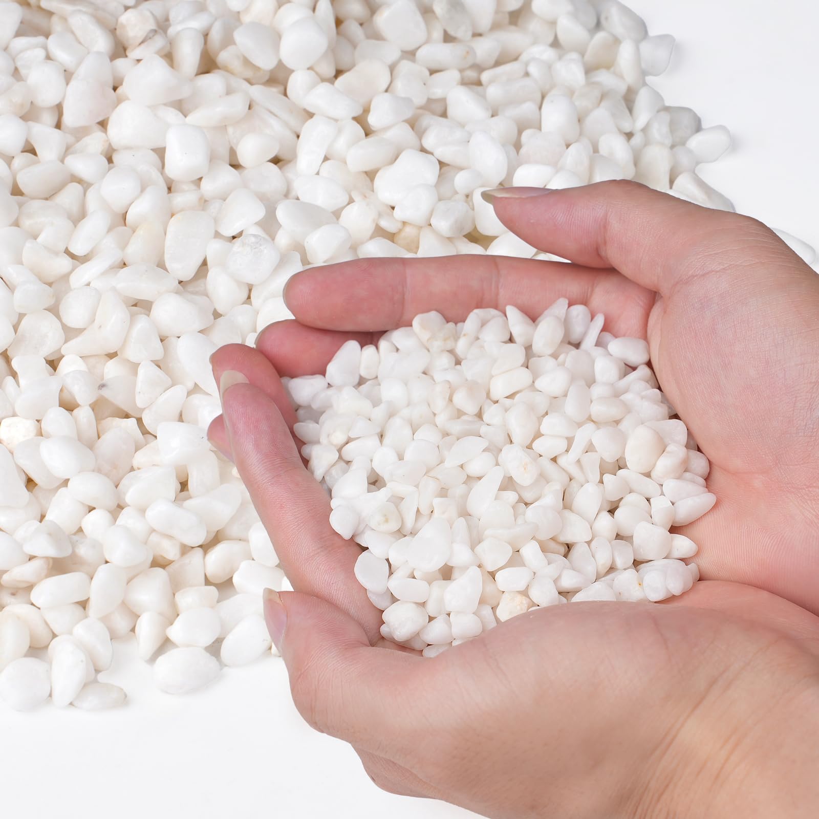 Pulovin 2.5 lbs white aquarium gravel front view