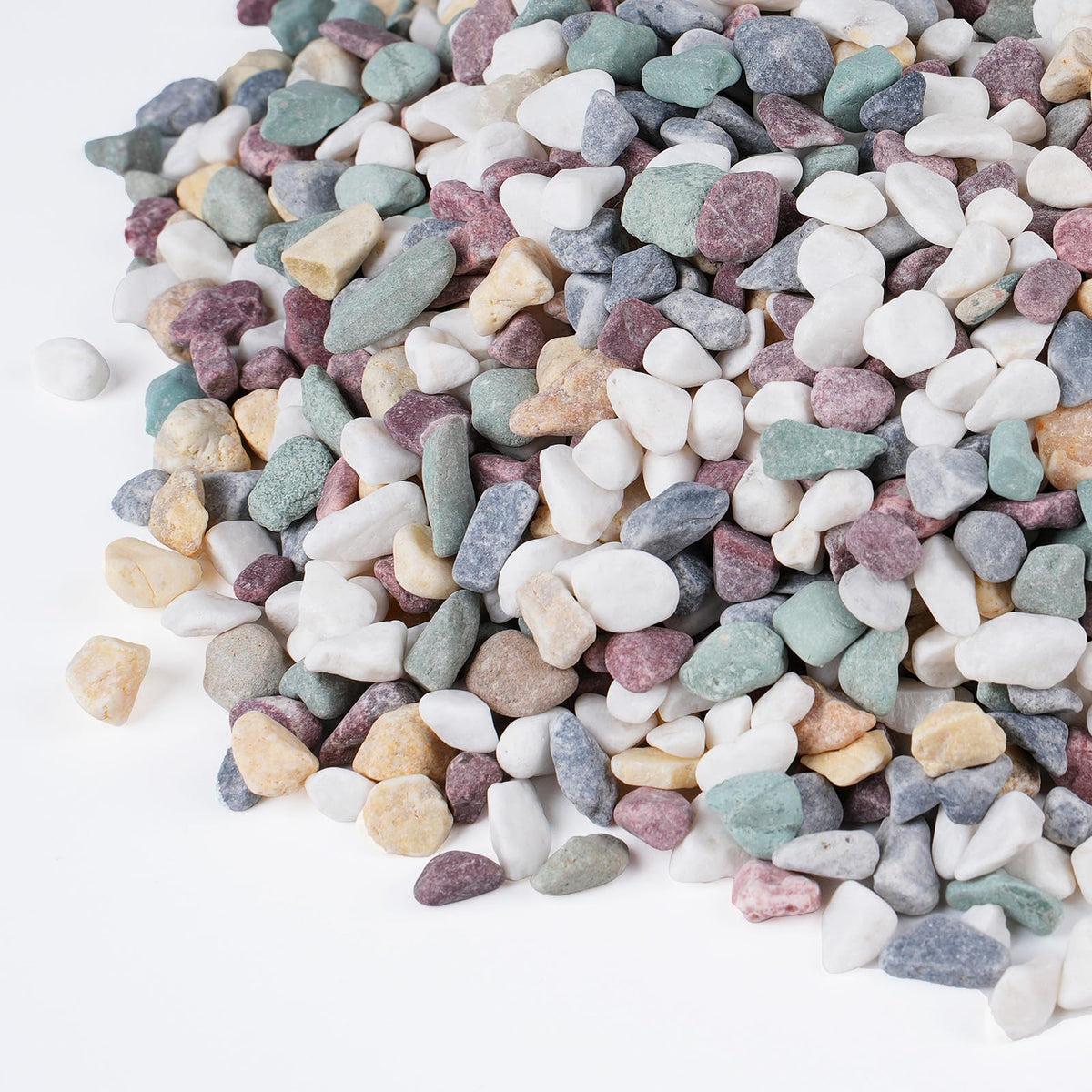 Pulovin 5 lbs pea gravel colorful mixed stones front view