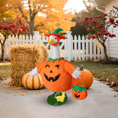 Pumpkin bag held by the goose costume, ideal for