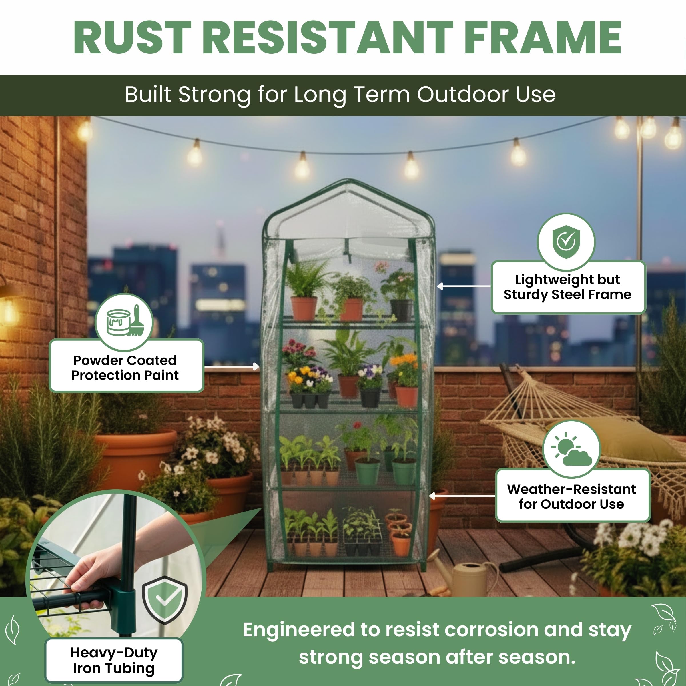 Pure Garden 4-Tier Mini Greenhouse showcasing its shelving