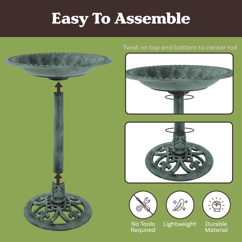 Pure Garden Antique Bird Bath assembled with sand-filled post