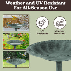Pure Garden Antique Bird Bath displayed in a garden setting