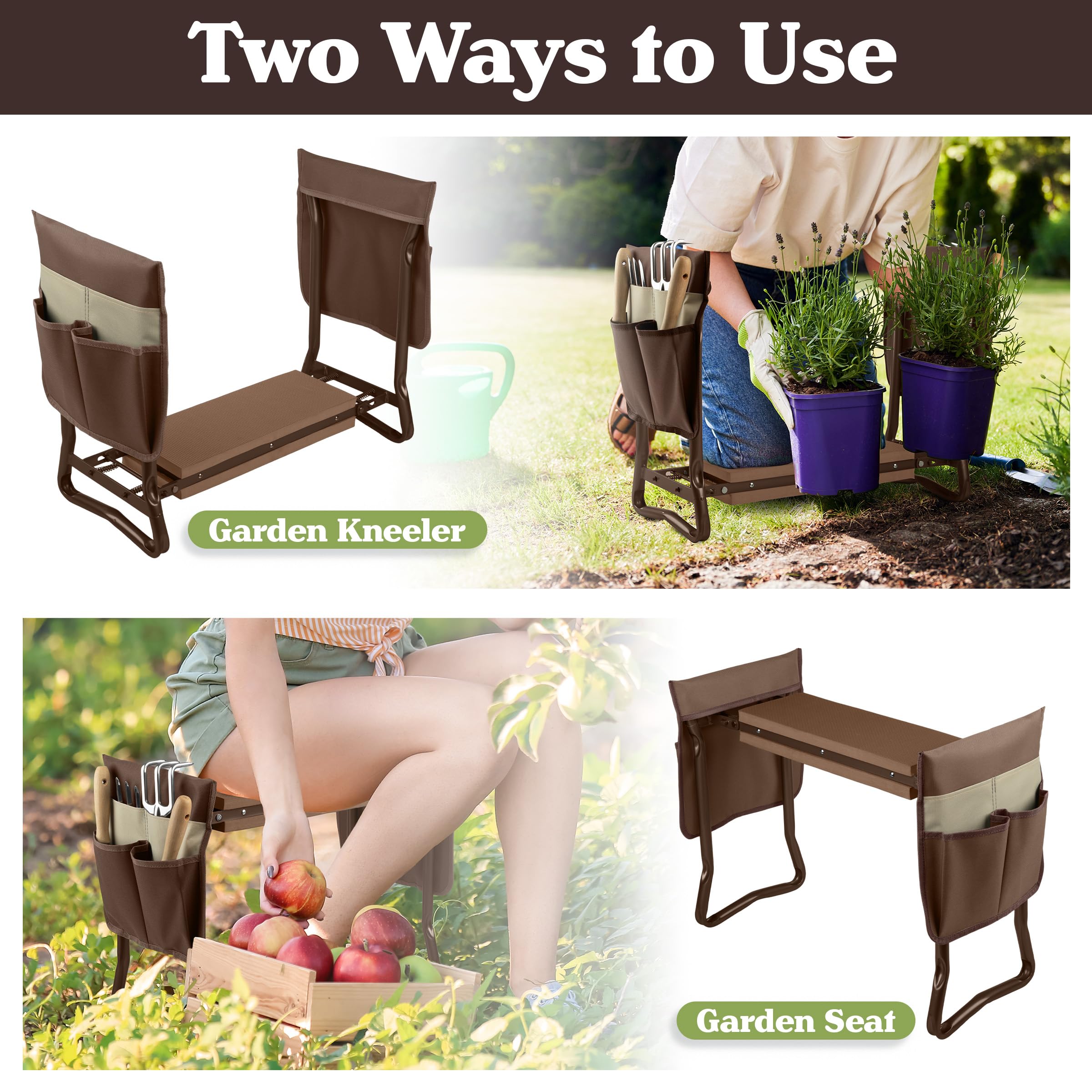 Pure Garden Garden Kneeler and Seat in use while gardening