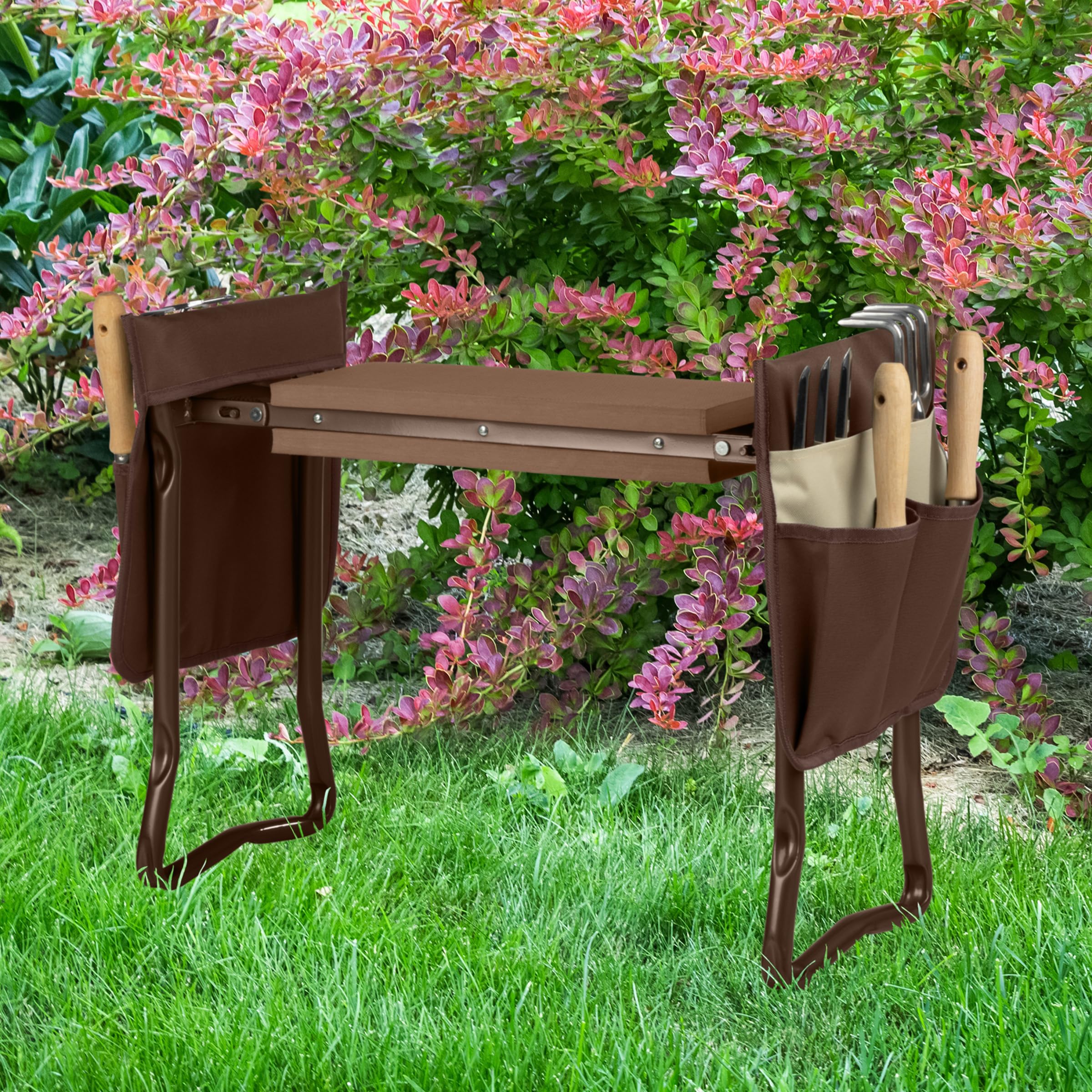 Pure Garden Garden Kneeler and Seat shown folded for storage