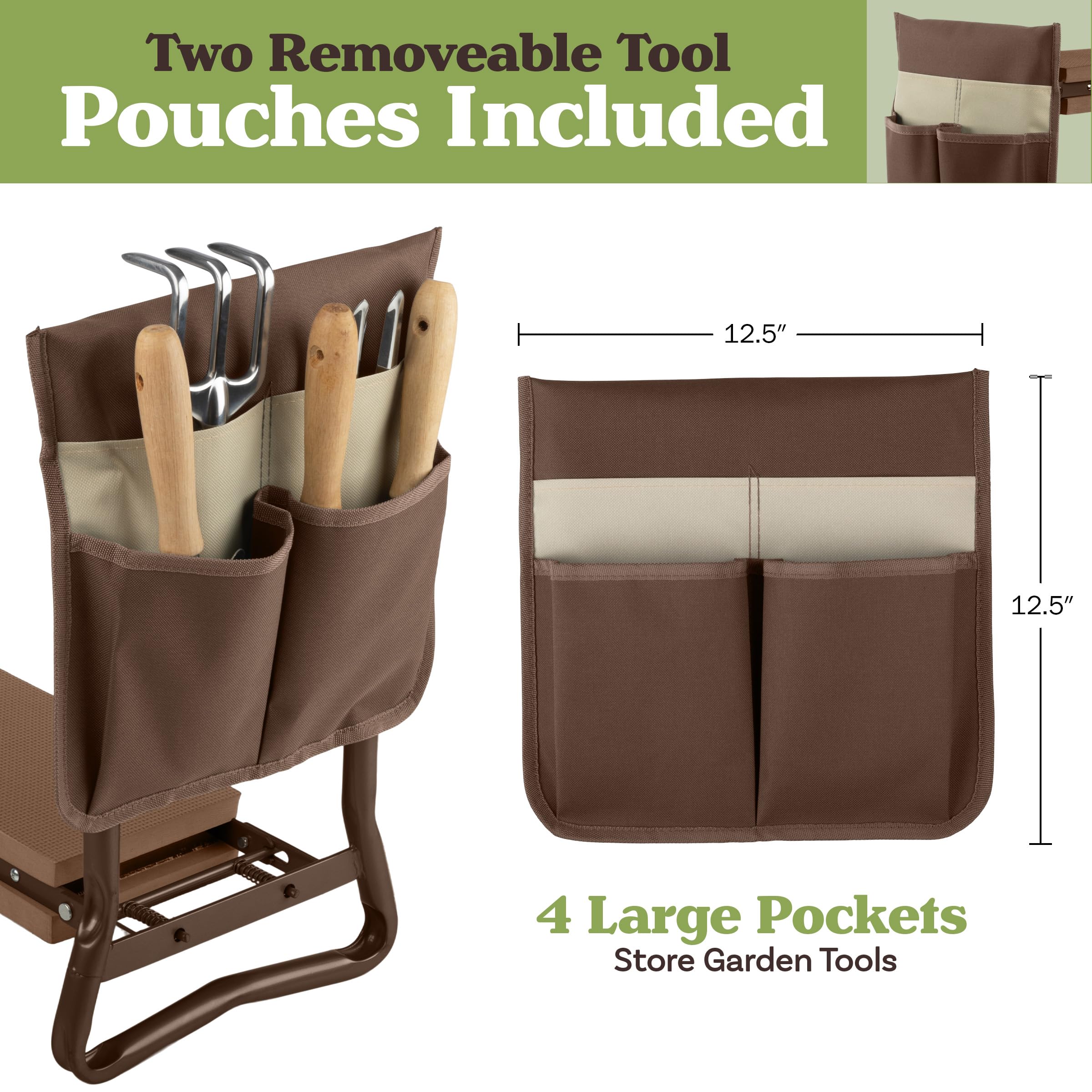Pure Garden Garden Kneeler and Seat with tool pouches attached