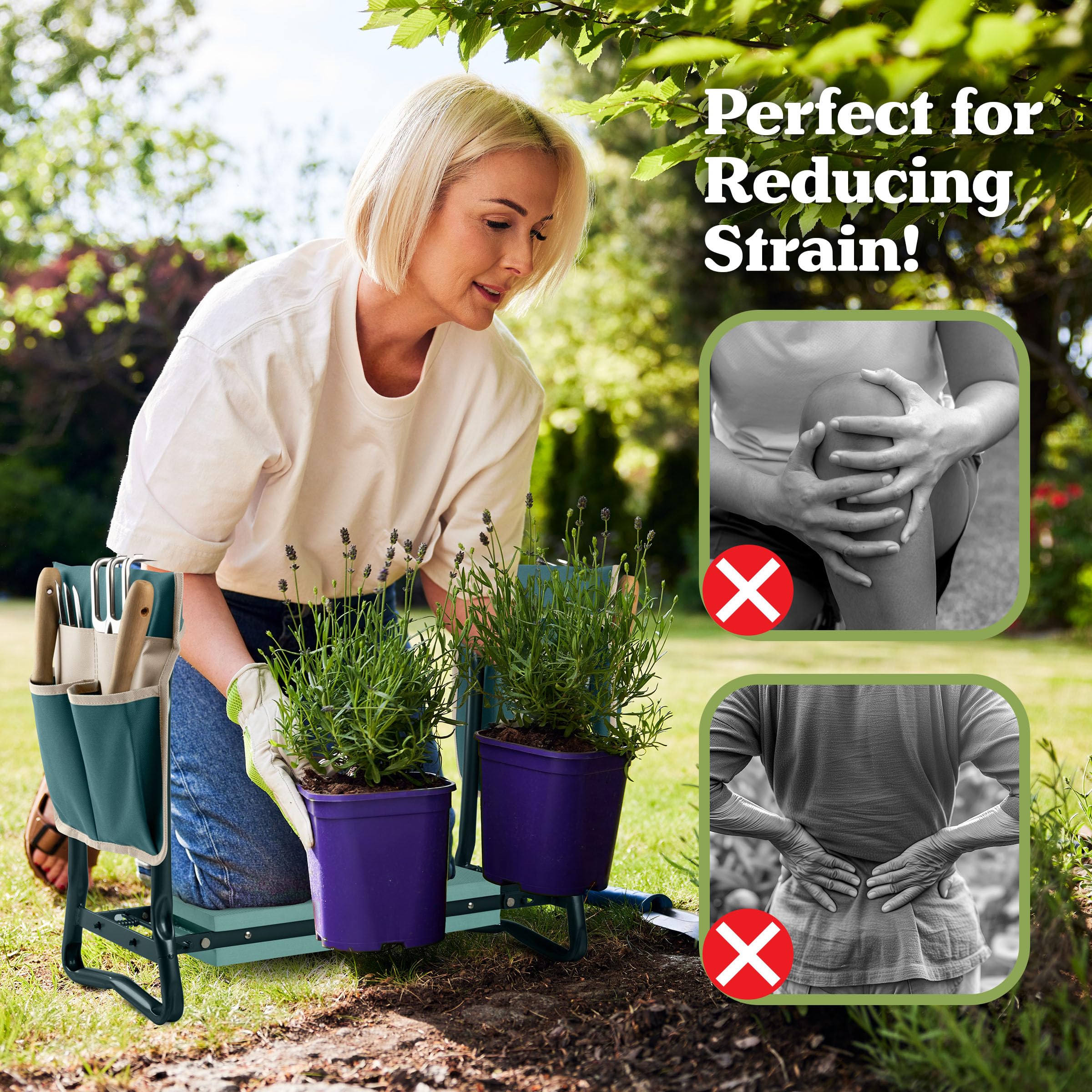Pure Garden Garden Kneeler being used in a garden setting