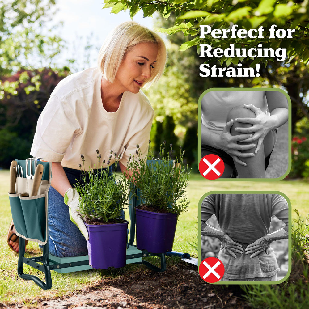 Pure Garden Garden Kneeler being used in a garden setting