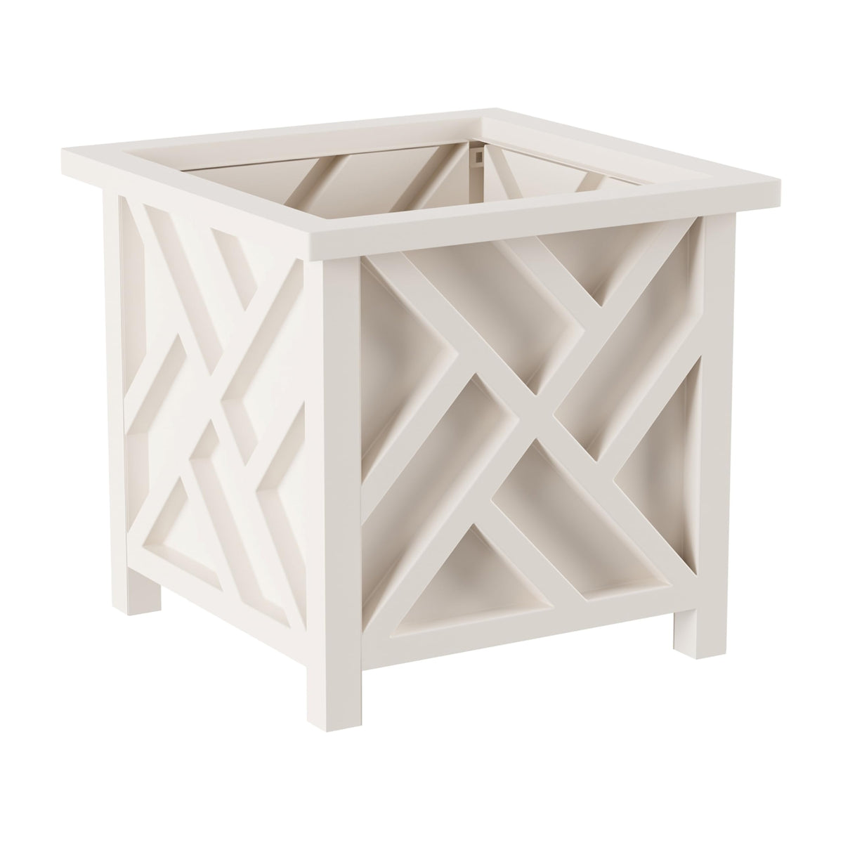 Pure Garden Lattice Design Outdoor Planter Box front view, white